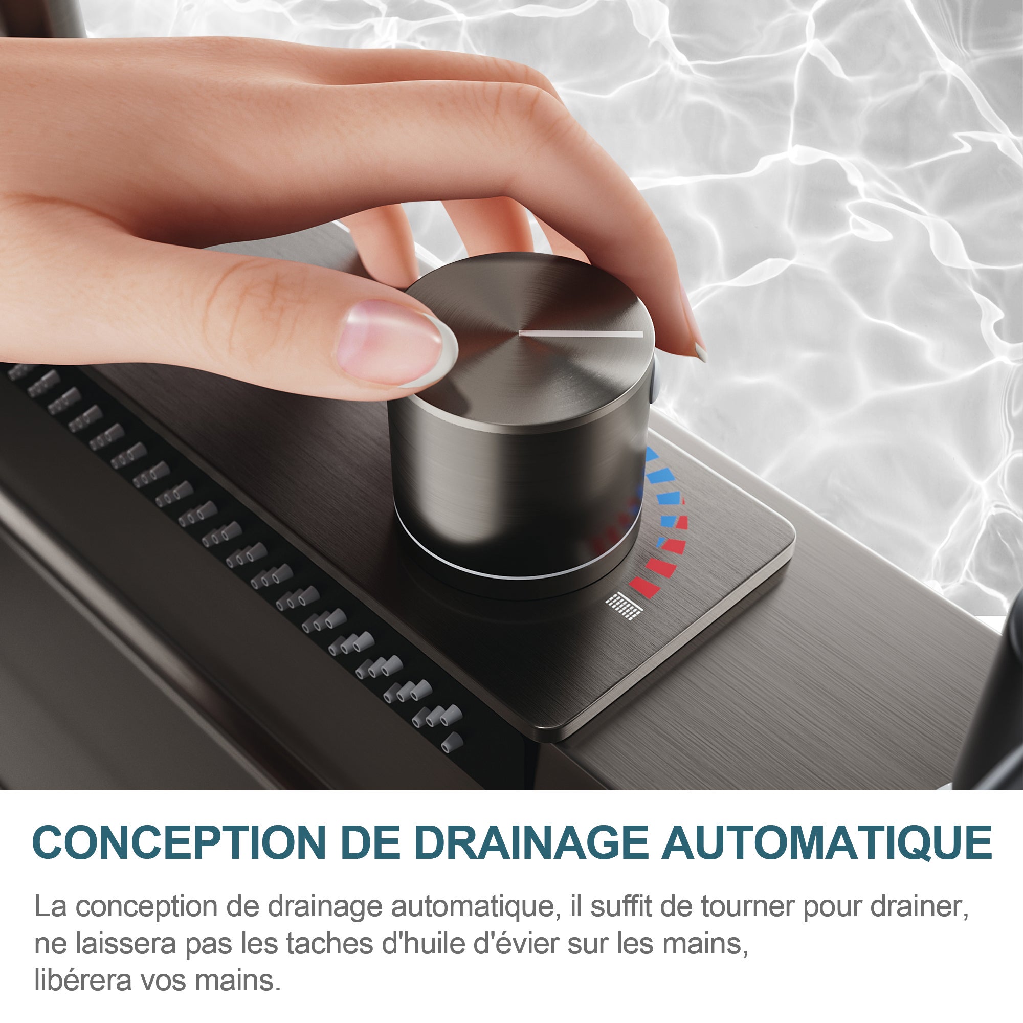 SIRHONA Évier de Cuisine Multifonctionnel Cascade 80x45 cm Robinet Extractible 3-en-1 Acier Inox 304 Anti-éclaboussures & Insonorisé - 5