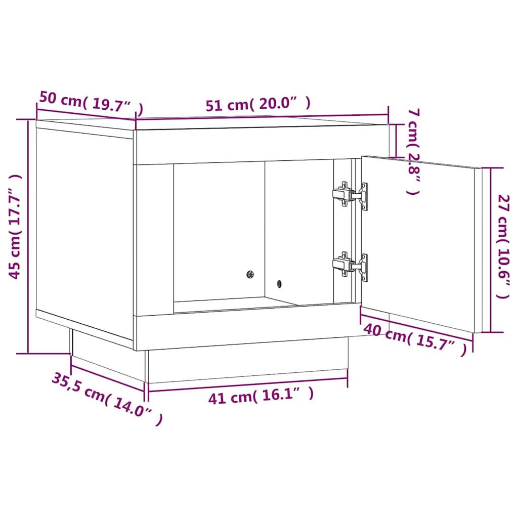 vidaXL Table basse chêne fumé 51x50x45 cm bois d'ingénierie - 9