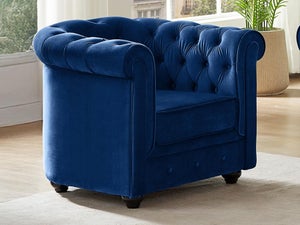 Poltrona CHESTERFIELD in velluto Blu notte Leroy Merlin