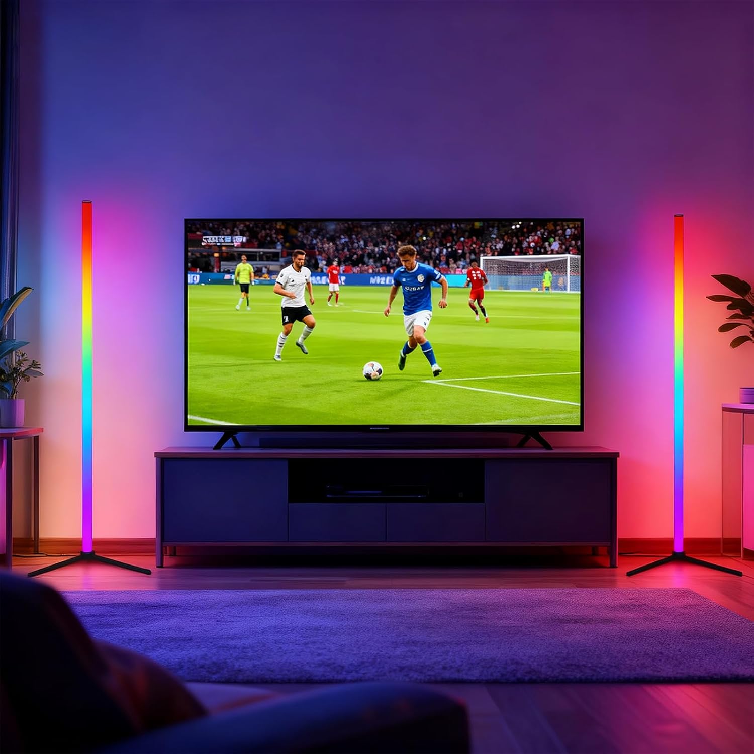 Lampadaire LED d'Angle RGB, 120cm Lampe sur Pied Salon avec APP Contrôle et Télécommande, Bluetooth Lampe pour la Décoration de Fête - 5