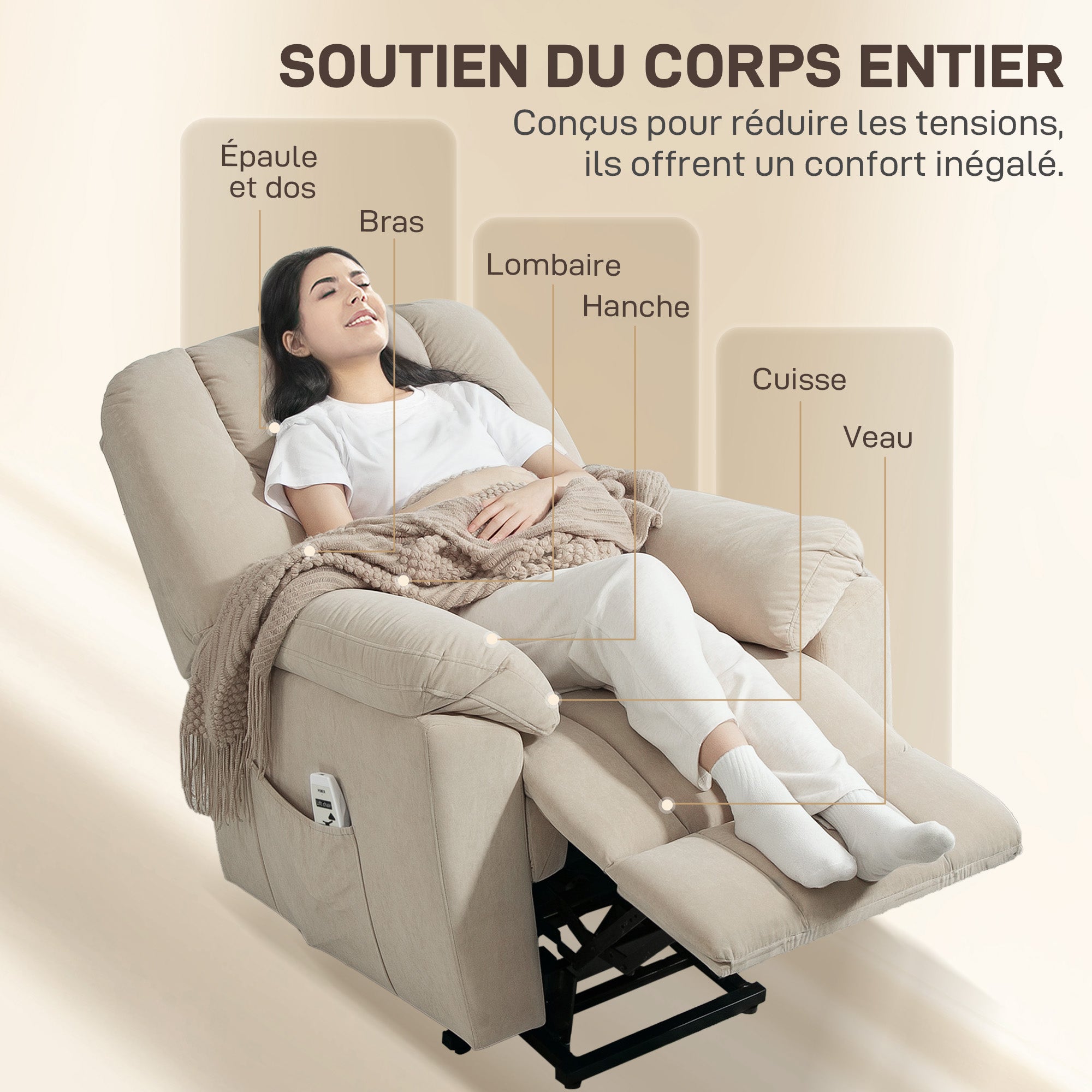 Fauteuil relax électrique velours 1 place HOMCOM - 7