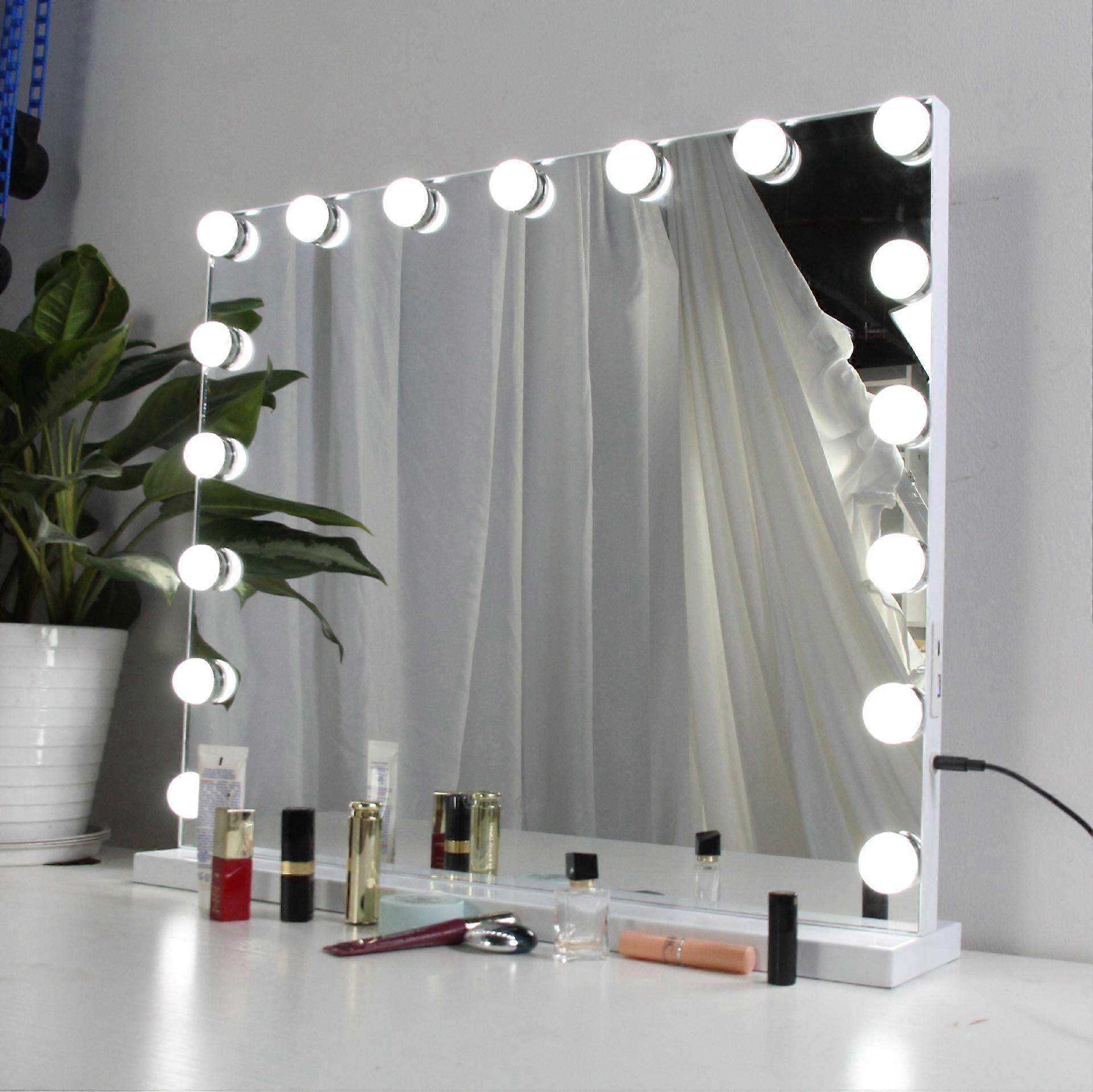 Kit d'éclairage miroir avec 14 ampoules pour coiffeuse, miroir LED Hollywood à intensité variable, éclairage de coiffeuse USB avec interrupteur - 3