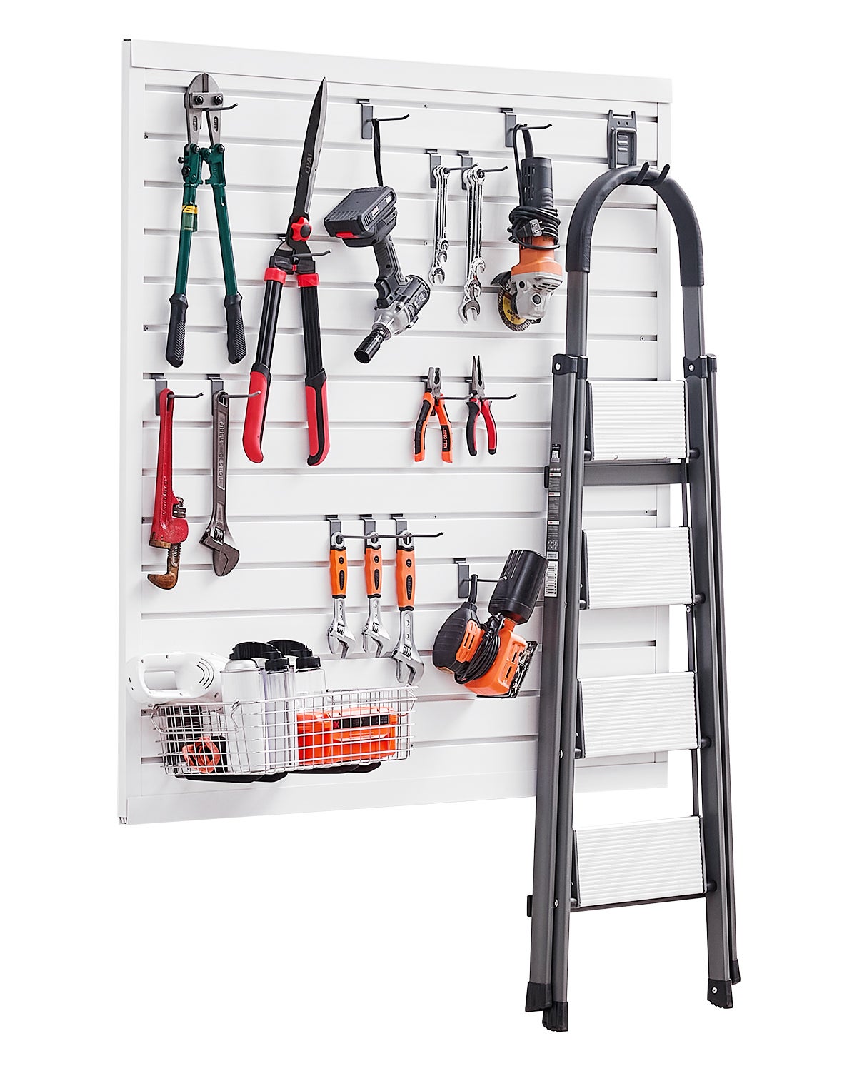 Ściana narzędziowa 1230x1235x20mm PCV Biała ściana garażowa z listew 136 kg na panel VEVOR