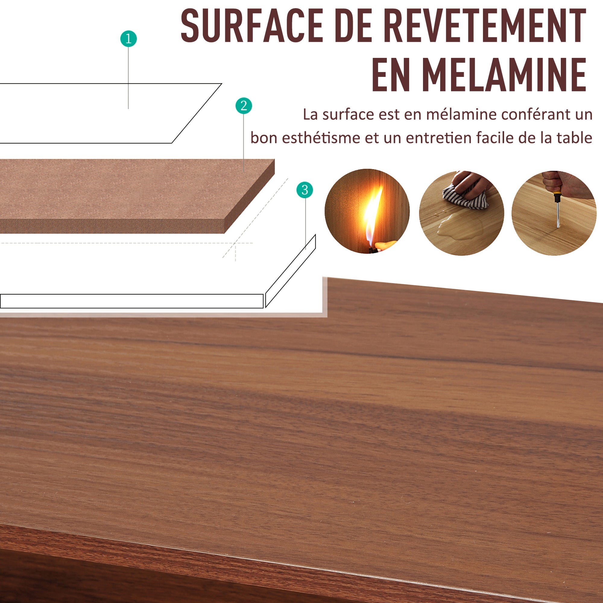 Bureau secrétaire MDF marron HOMCOM - 5