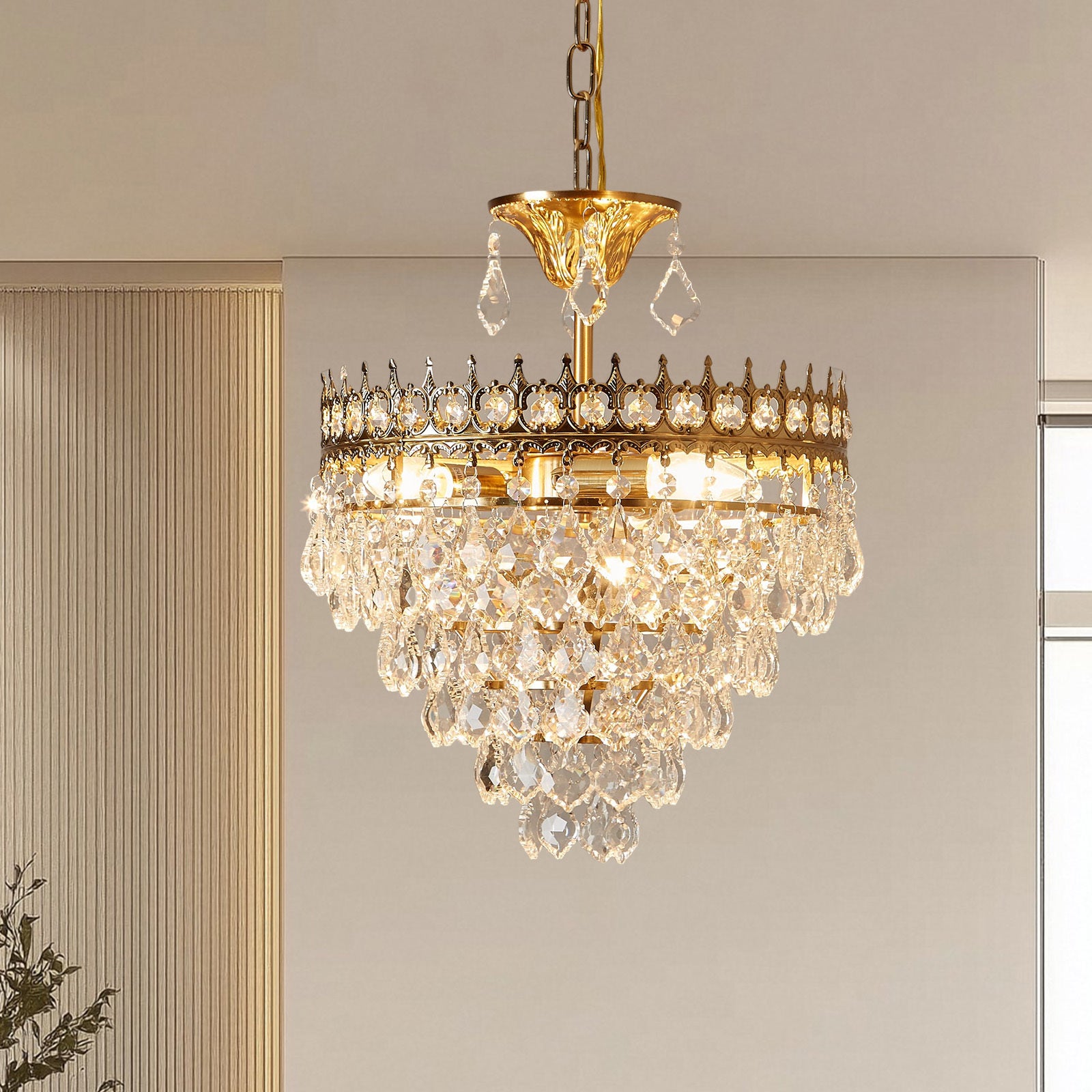 Lustres En Cristal, Plafonnier Doré Moderne, Luminaires Suspendus Ronds Double usage, Pour Salle À Manger, Entrée, Cuisine - 6