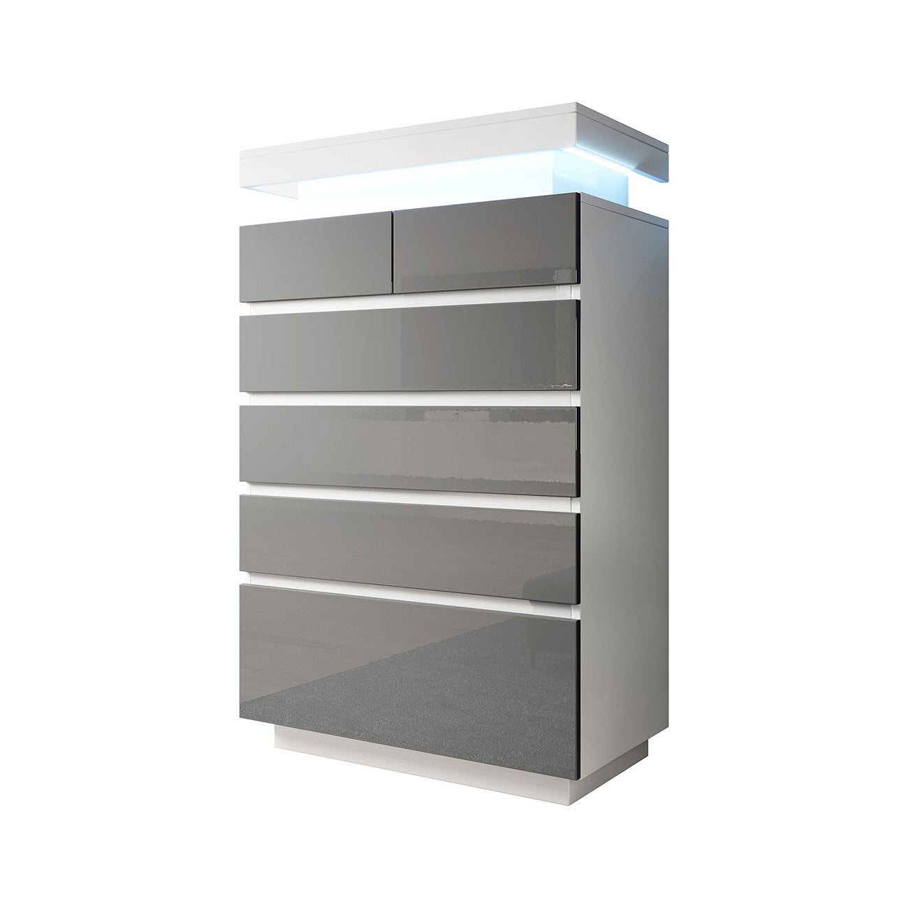 Commode Verticale LED | 70 x 140 x 40cm | Blanc et Gris Finition ...