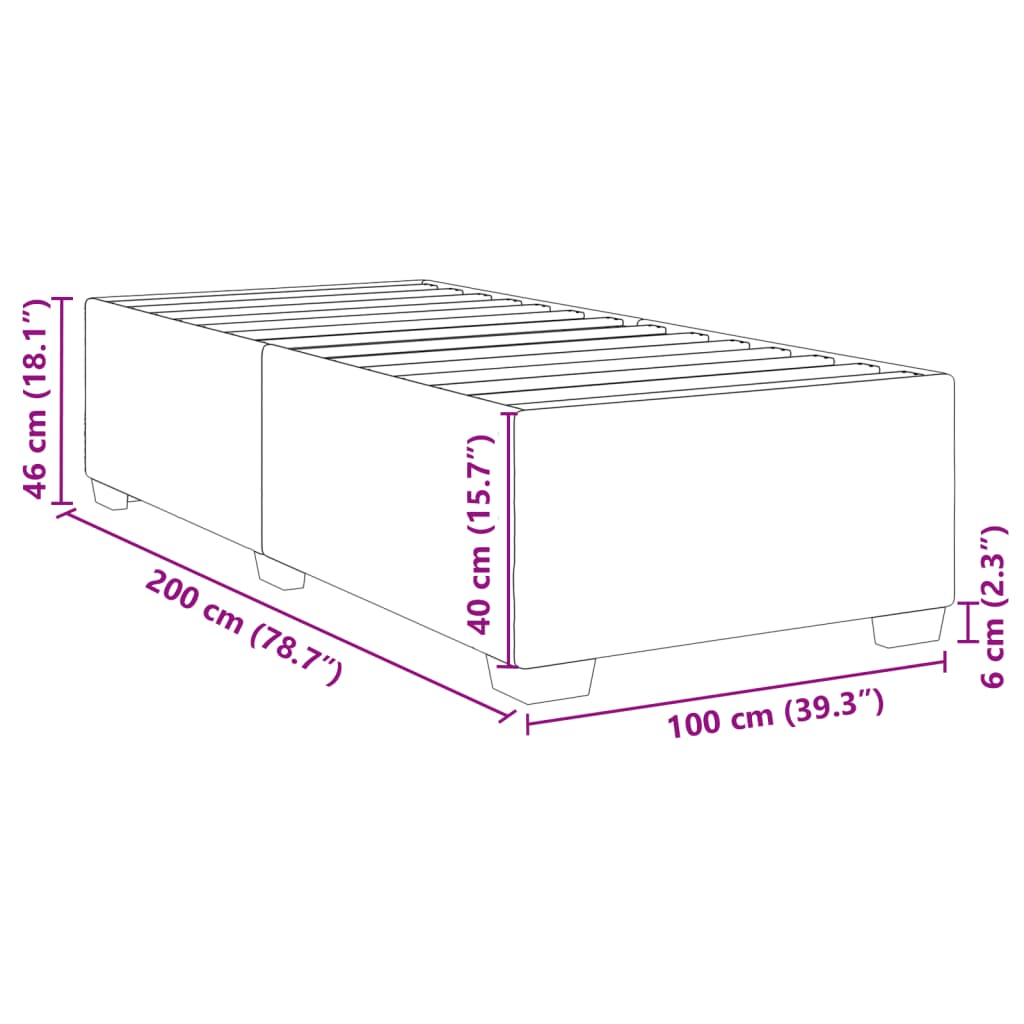 Cadre de lit sans matelas, en velours, gris clair, pour la chambre, 100 × 200 cm - 9