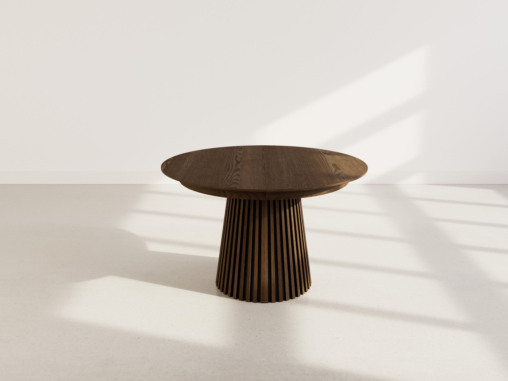 Table à manger ronde extensible effet bois foncé 4/8 personnes D120 - FREYA - Best Mobilier - 4