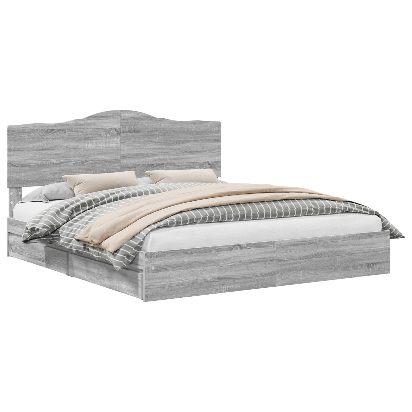Lit de Rangement Gris 200 x 200 cm Bois d'ingénierie - 2