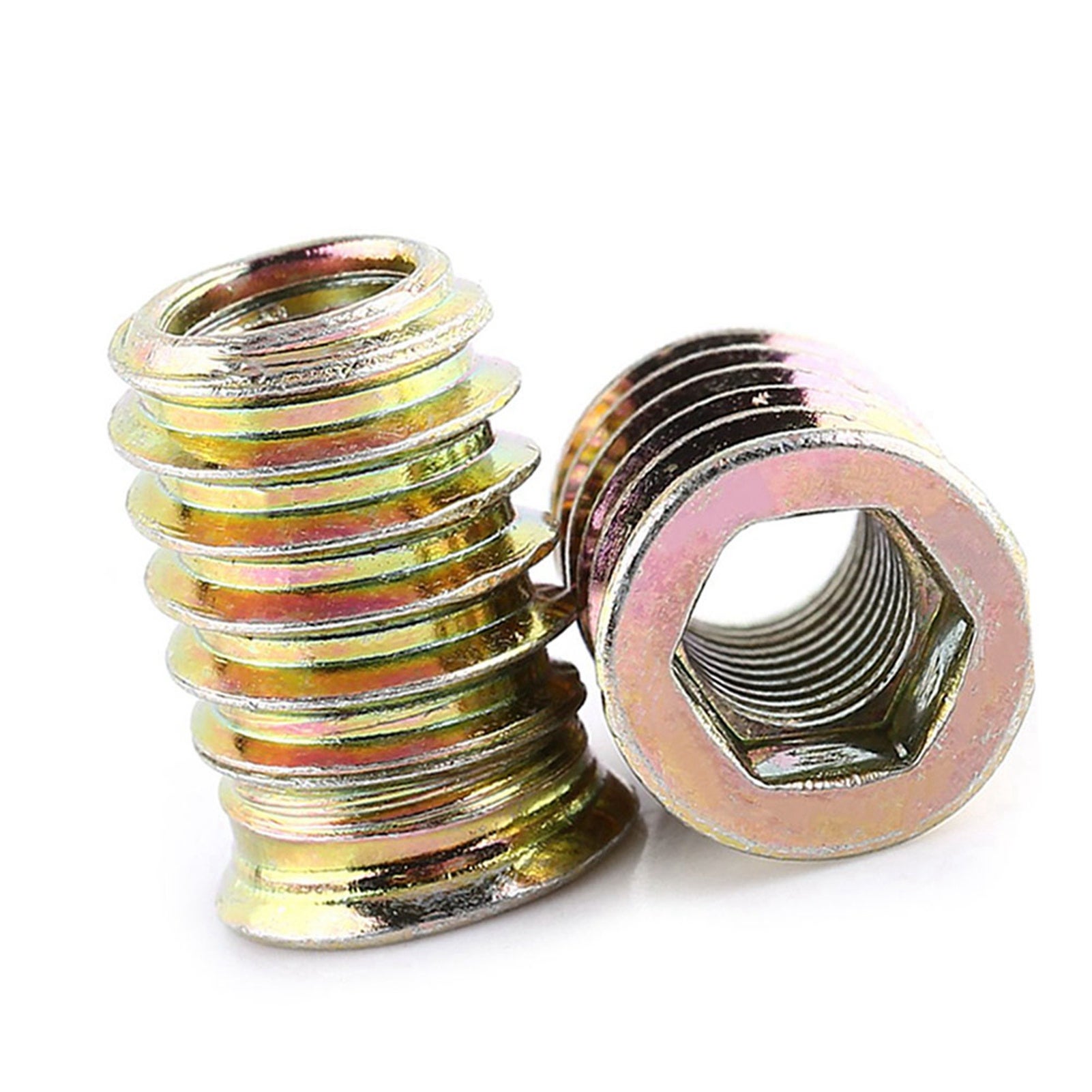 Inserti filettati esagonali M8×20 mm – Acciaio carbone zincato per mobili – Fissaggio legno - 2