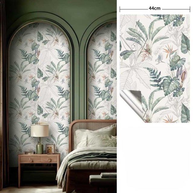 Papel pintado autoadhesivo con estampado floral, 44 x 300 cm, pegatinas autoadhesivas para pared para decoración de interiores, pegatinas decorativas