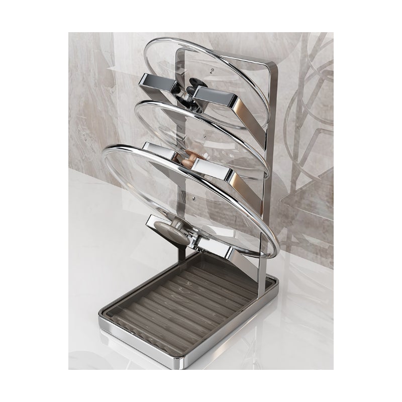 Trójwarstwowa rama pokrywki garnka ze stali nierdzewnej 304, gruba i trwała, regał kuchenny do przechowywania