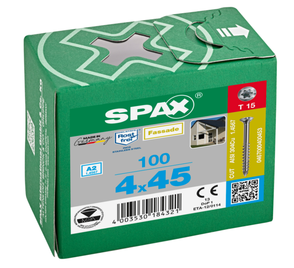 SPAX Vis agglo LiKo T-STAR plus 4,0x 45/30 A2 Kl.Ko. HP (Par 100) - 4