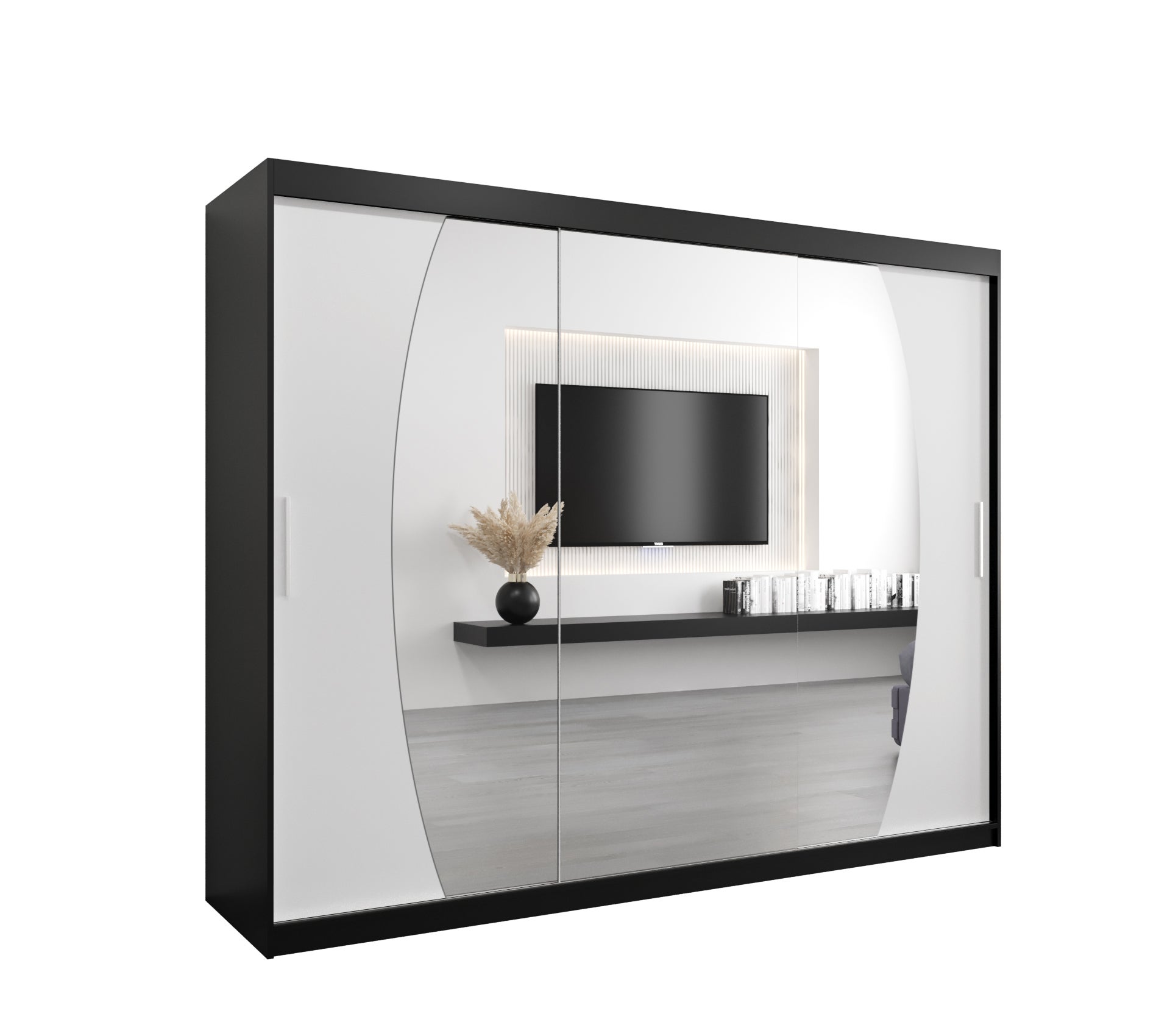 Szafa przesuwna garderoba ELYPSE 250 x 62 x 200 cm Czarny + Biały - Abiks Meble