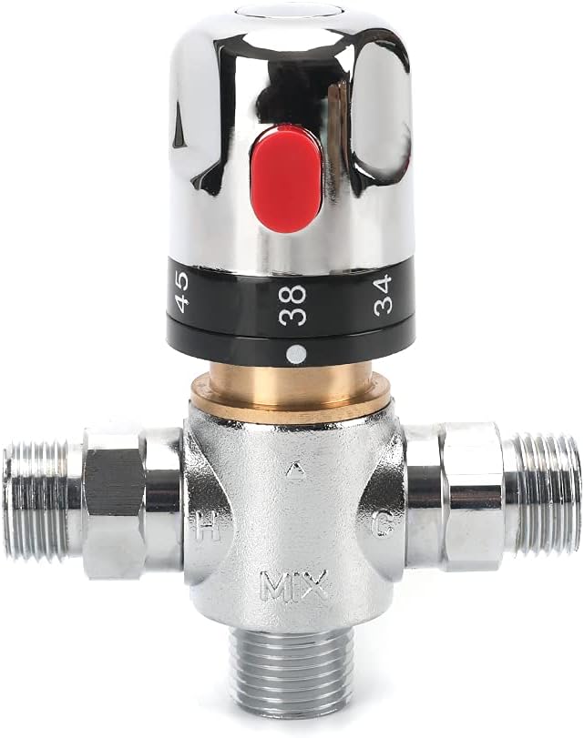 Termostatyczna bateria mieszająca, bateria do ciepłej i zimnej wody ze złączką G 1/2", skala w stopniach Celsjusza, mosiądz