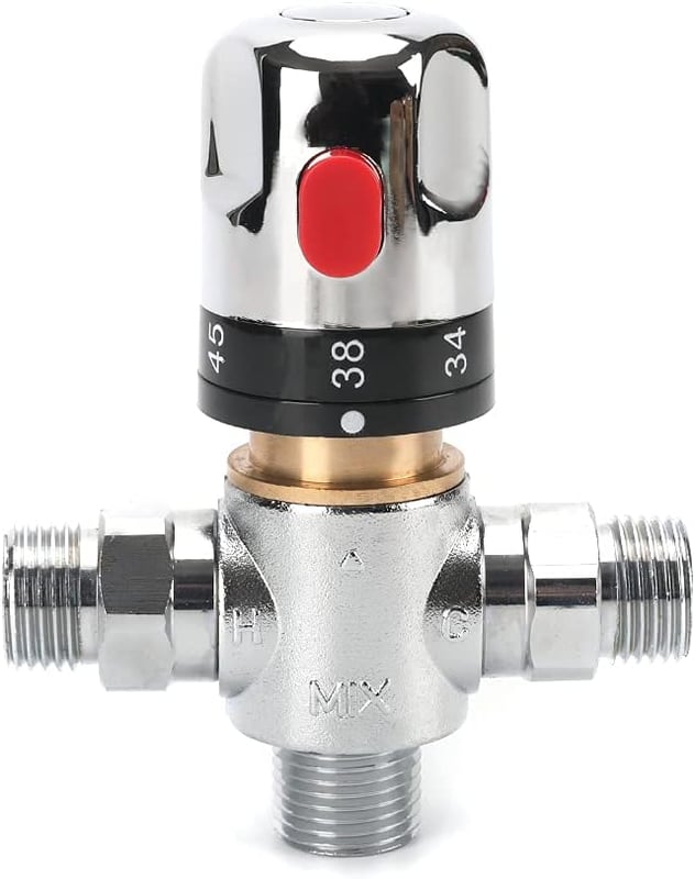 Termostatyczna bateria mieszająca, bateria do ciepłej i zimnej wody ze złączką G 1/2", skala w stopniach Celsjusza, mosiądz