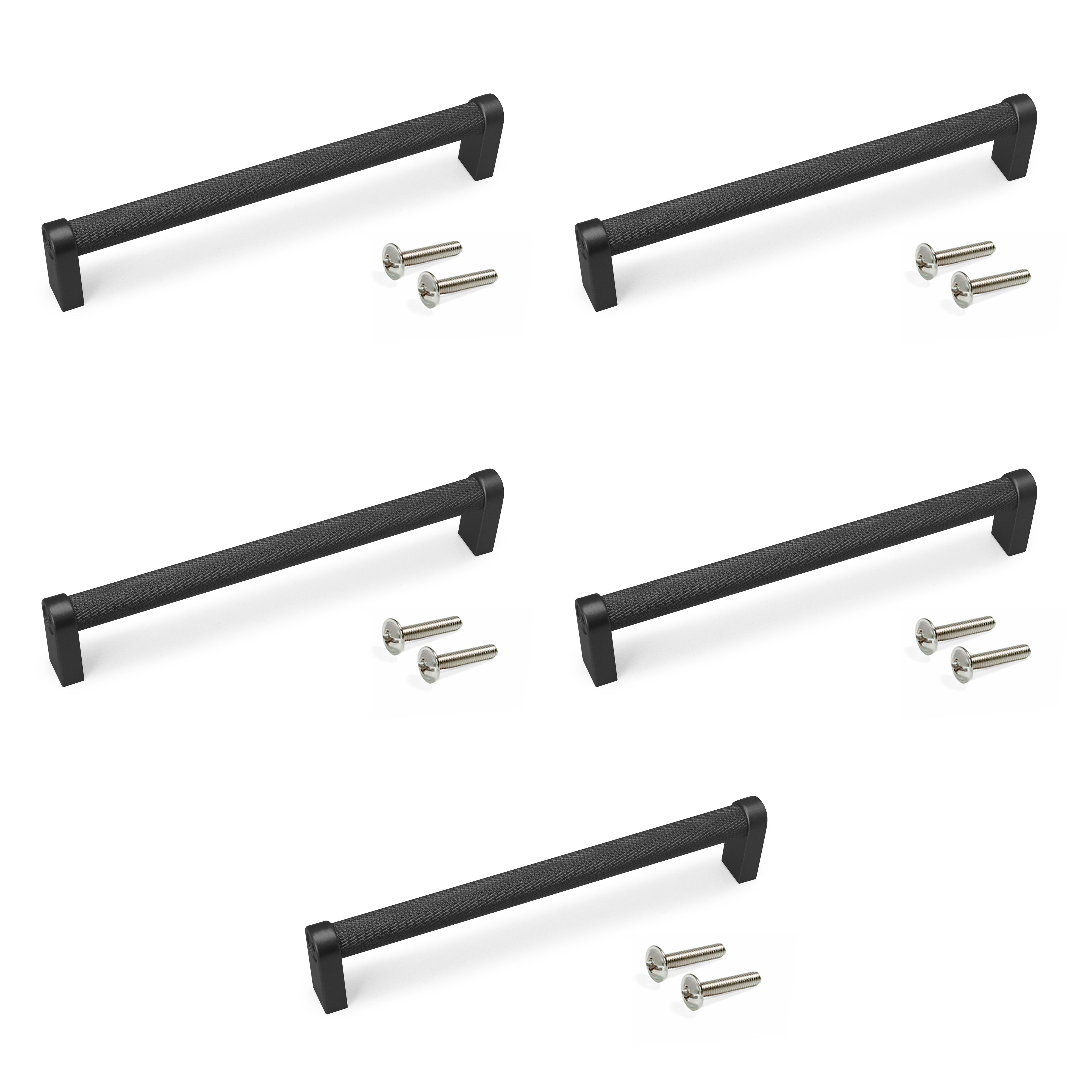 Emuca Pakiet 5 uchwytów meblowych Bergen, L173mm, Rozstaw 160mm, Aluminium, Malowane na czarno