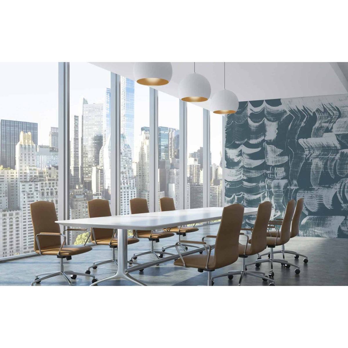 Carta da parati panoramica astratta con motivo di inchiostro a contrasto Blu 300x250cm - 5