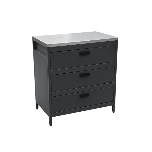 Cozinha externa em aço com 3 gavetas, 80cm, Naxos, Preto, 80x51x87.5 cm