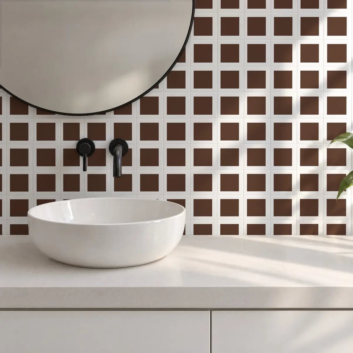 Carrelage decoratif Blanc brillant 10x10 cm Square Marrón (1 unité ...