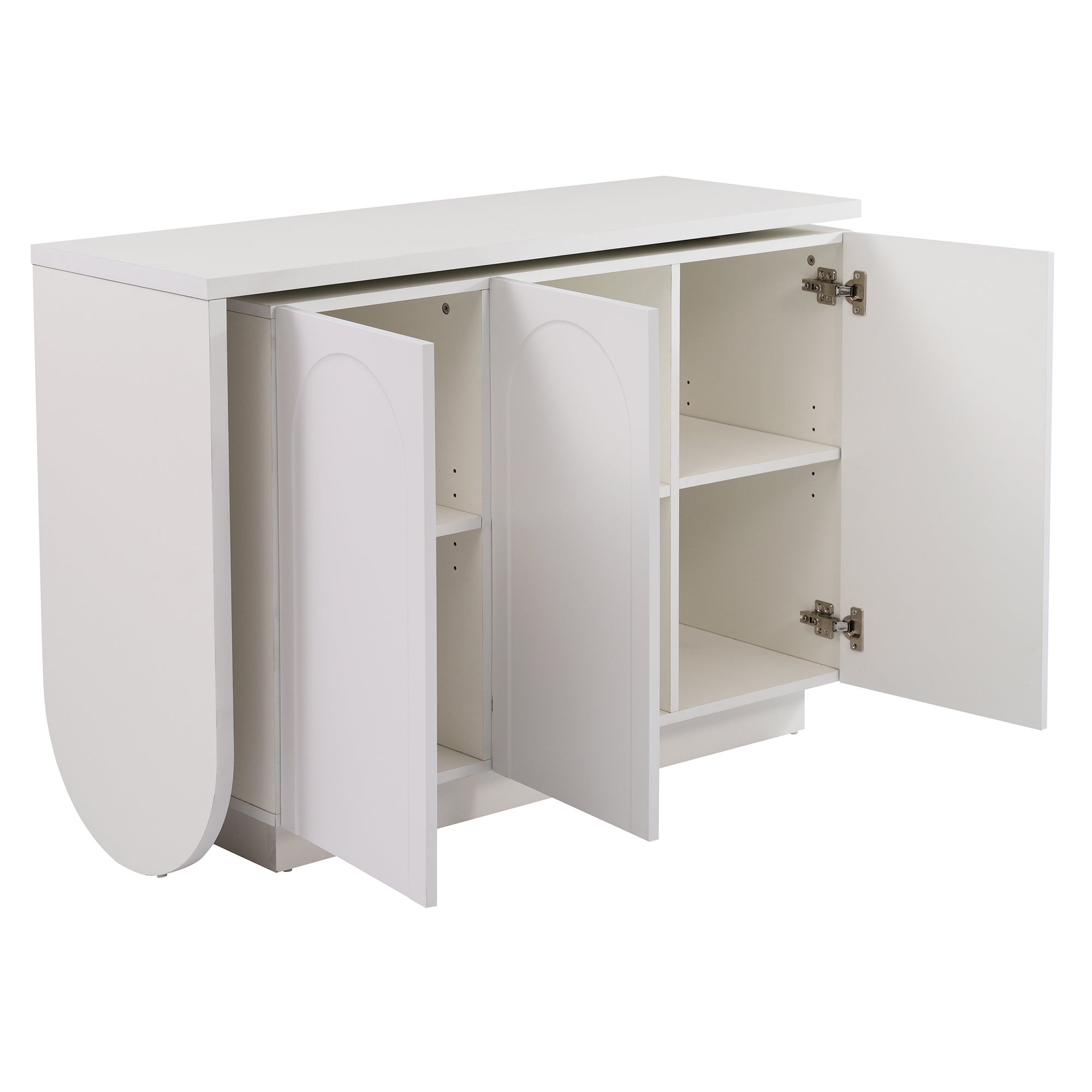 Bureau d'angle pivotant à 360° 170x38.5x75 cm avec 3 portes, étagères, en MDF, blanc - 7
