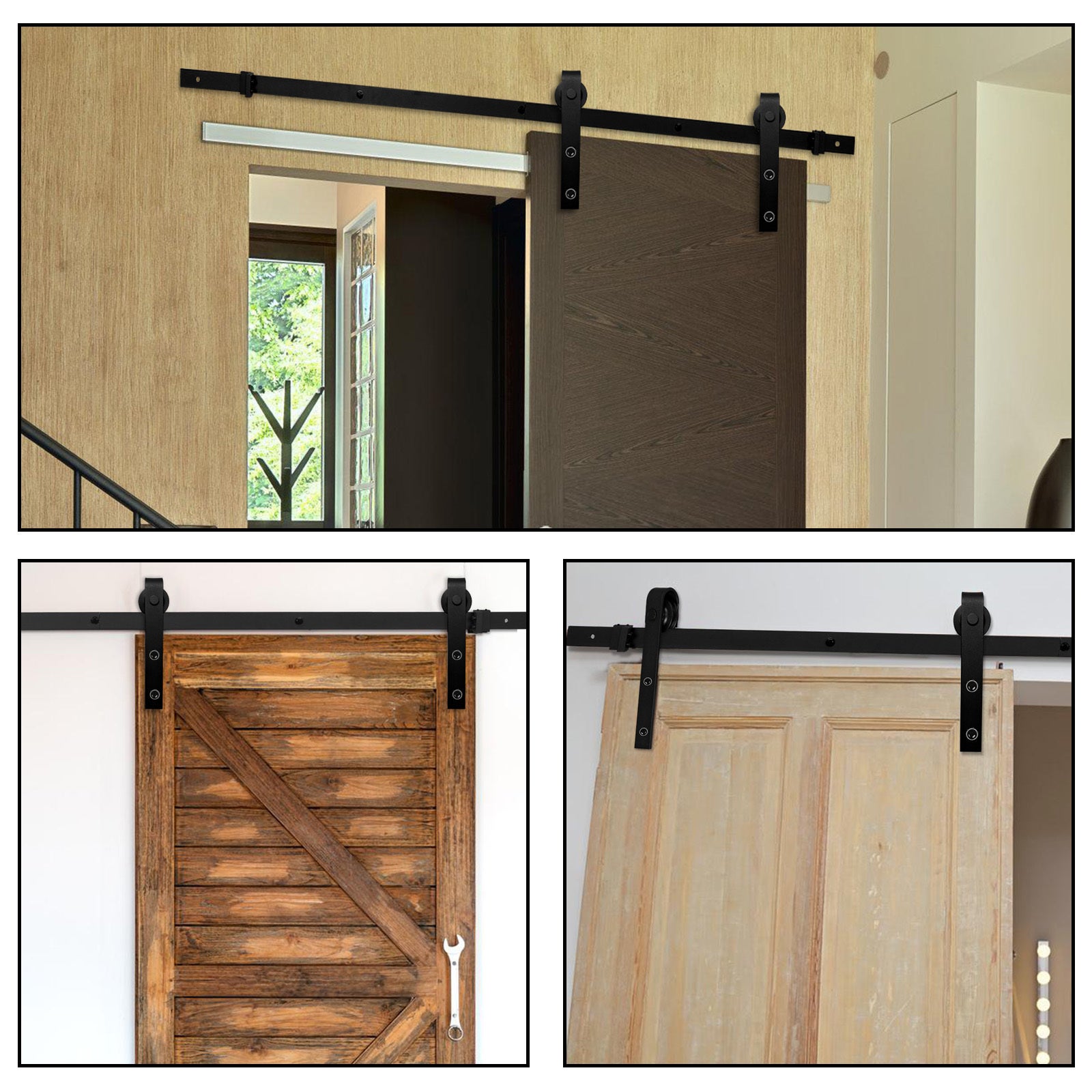 Porta scorrevole Sistema per porte scorrevoli Kit per porte a sbarramento/binari scorrevoli Foratura per porta spessore 35-45 mm larghezza 200 cm - 8