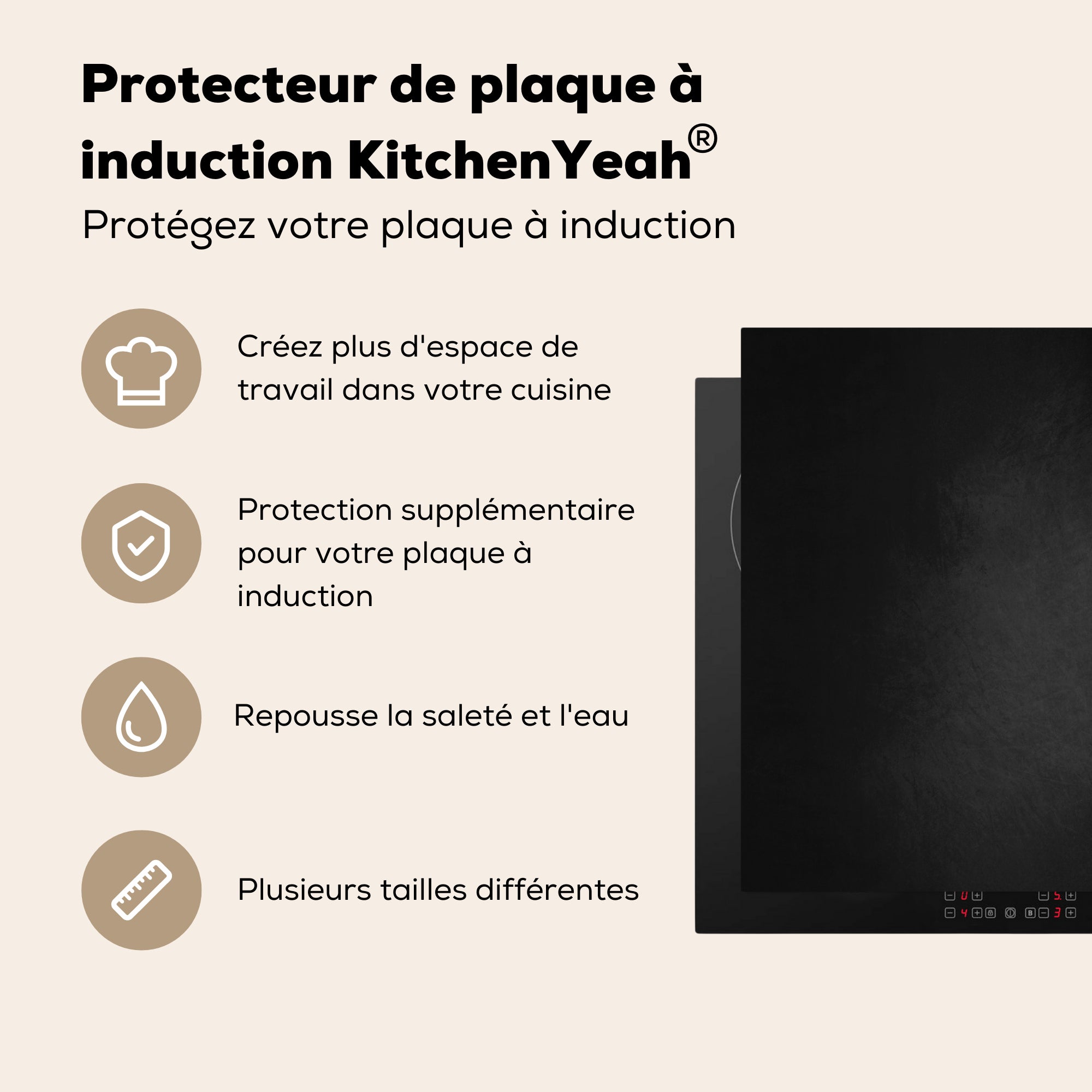 PROTÈGE-PLAQUE, PLAQUE DE CUISSON, CÉRAMIQUE Béton - Noir - Gris - Texturé - Industriel Cuisine Accessoire 60x52 cm - 7