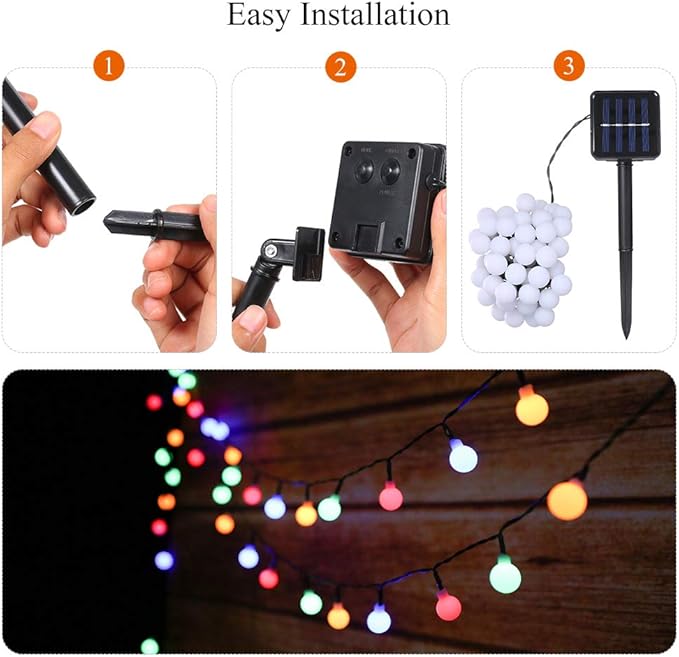 Guirlande lumineuse solaire d'extérieur 50 LED 6,9 m Guirlande lumineuse décorative à LED IP44 étanche 8 modes - 5