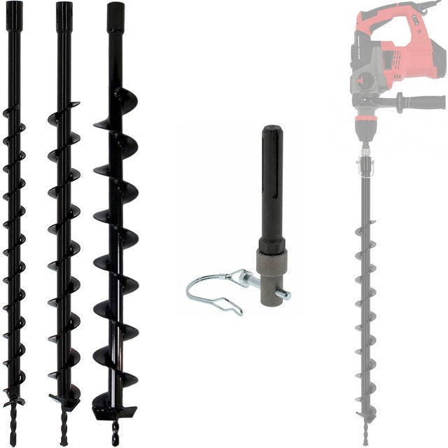 Lot de mèches de tarière Ø 40, 60 et 80 mm avec adaptateur pour perceuse et perforateur SDS-max