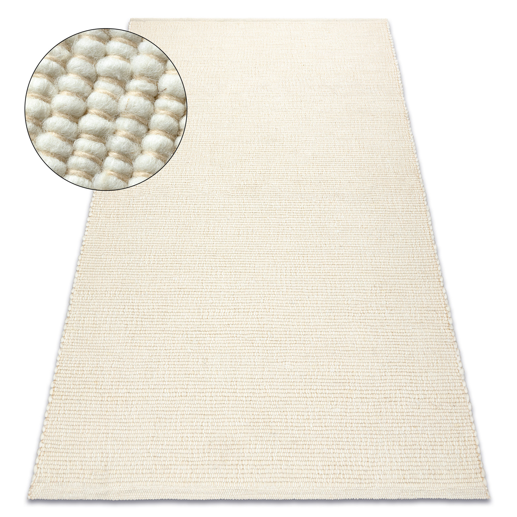 Alfombra nepal 2100 naturales, crema - lana, de doble cara 140x190 cm