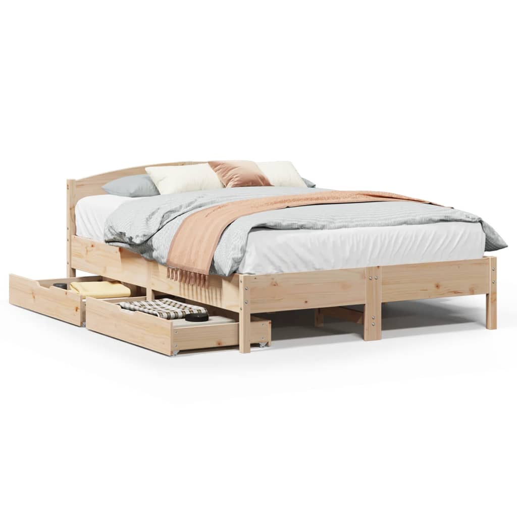 Lit Double Lit Adulte Cadre De Lit Sans Matelas X Cm Bois De Pin Massif Cfw