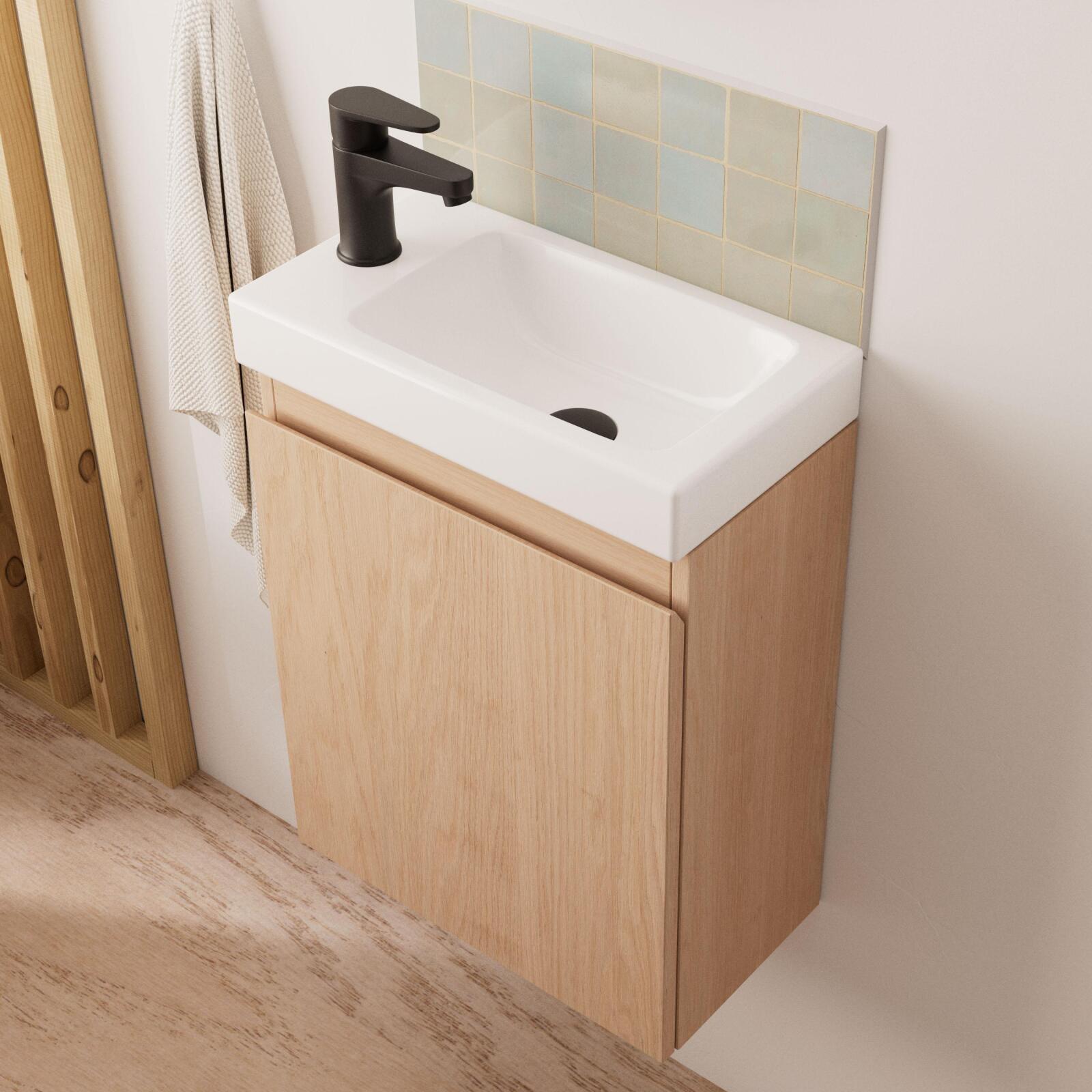 Meuble lave-mains LISA + robinet noir - 5