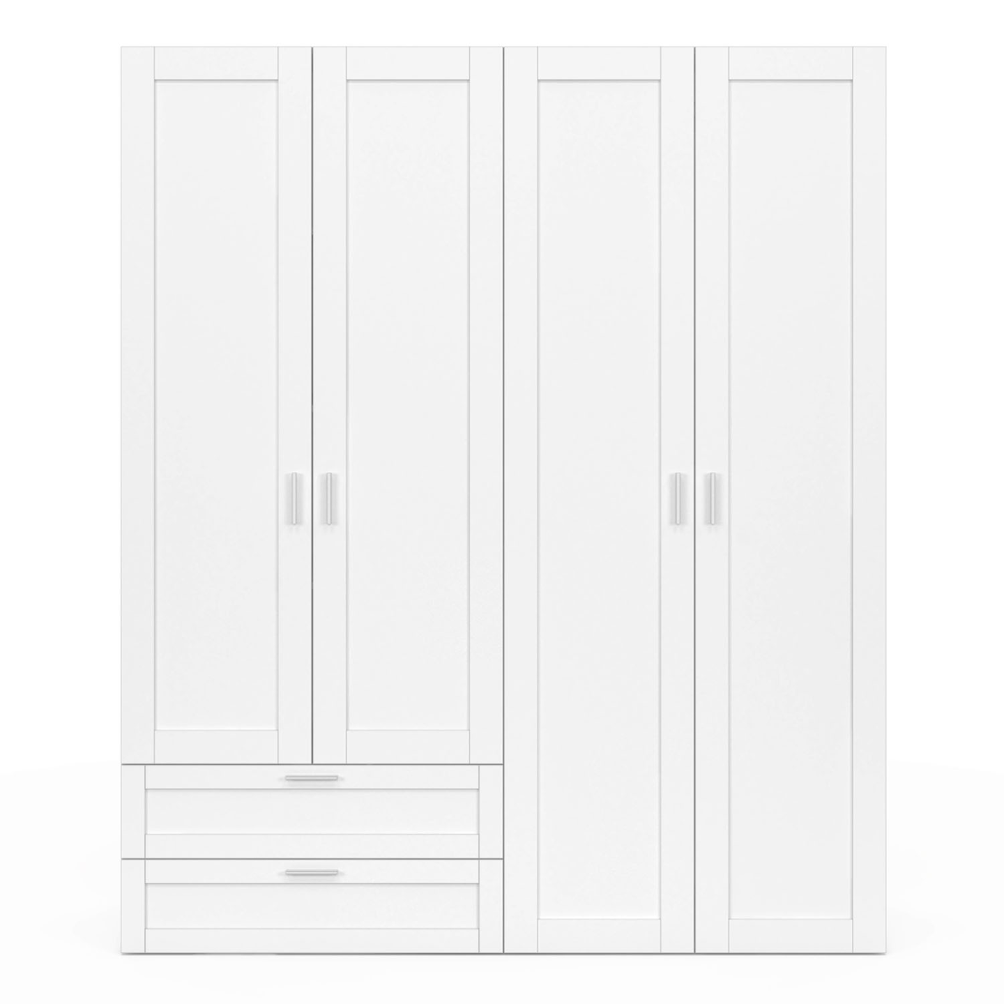 Armoire 4 portes VITO blanc penderie 160 cm avec 2 tiroirs et étagères - 5