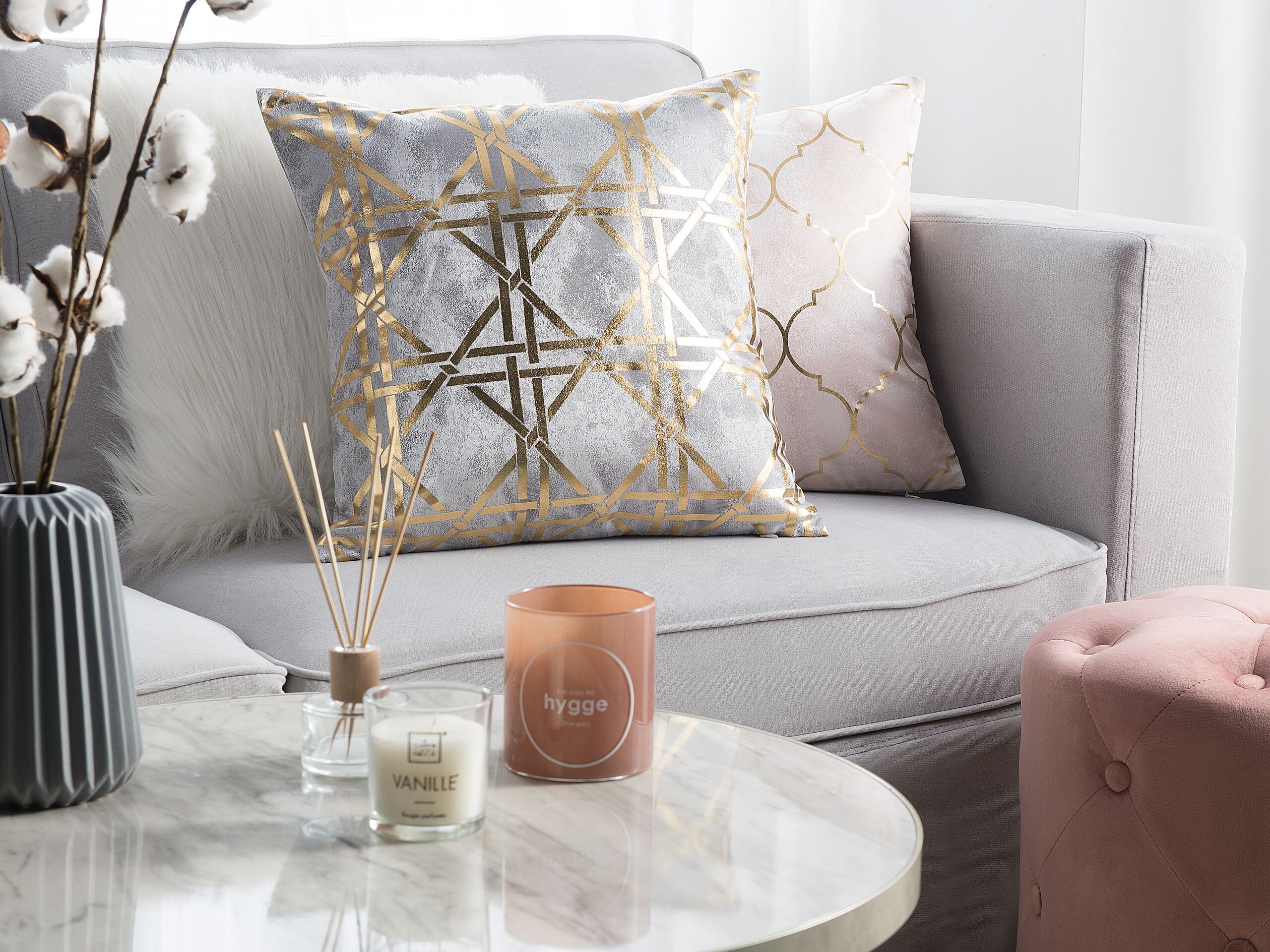 Set di 2 cuscini CASSIA 45 x 45 cm Grigio Trama geometrica - 2