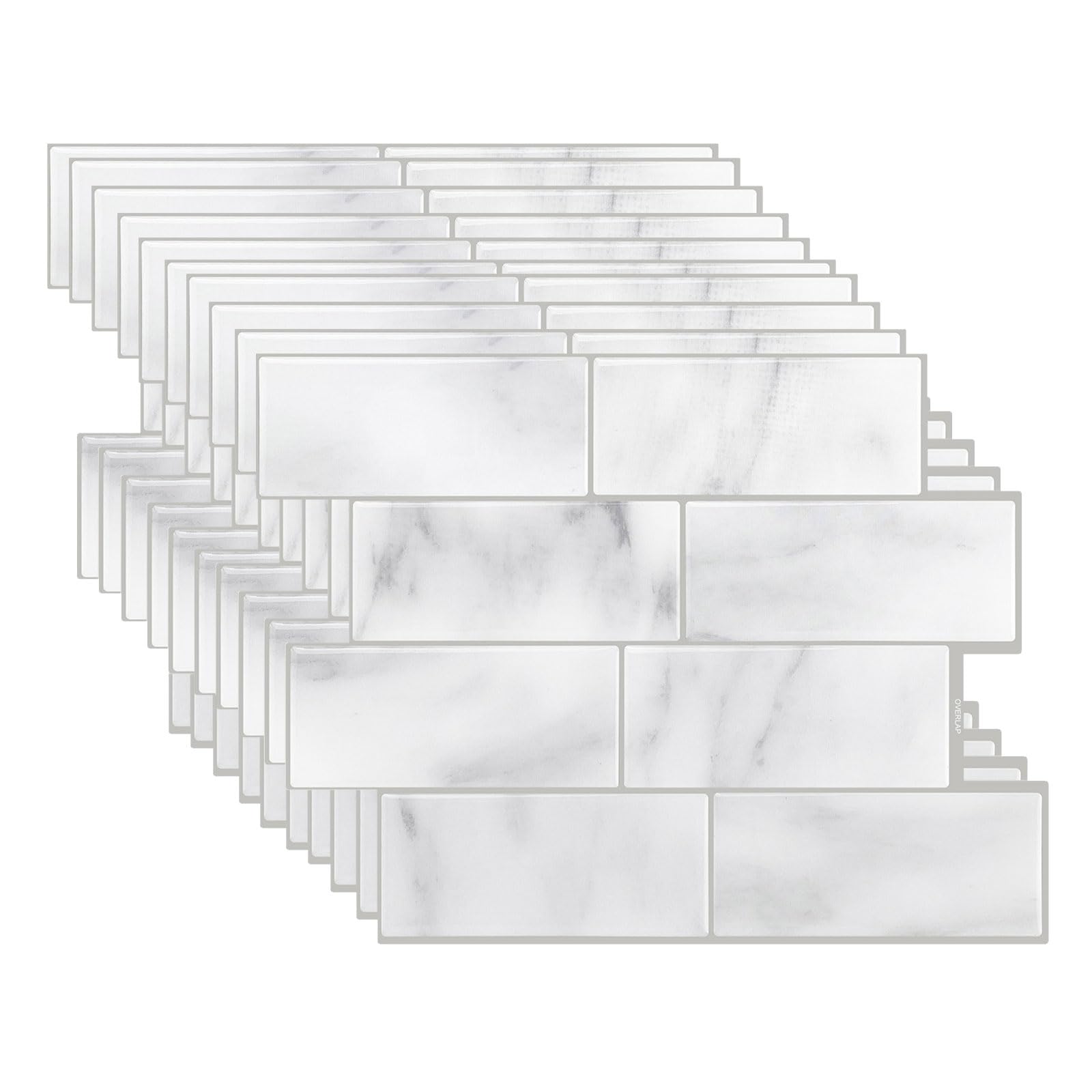 Zestaw 10 arkuszy naklejek ściennych 3D, ochrona przed pryskaniem, naklejki na płytki, wodoodporne, 29,36 x 21,3 cm (biały + szary)