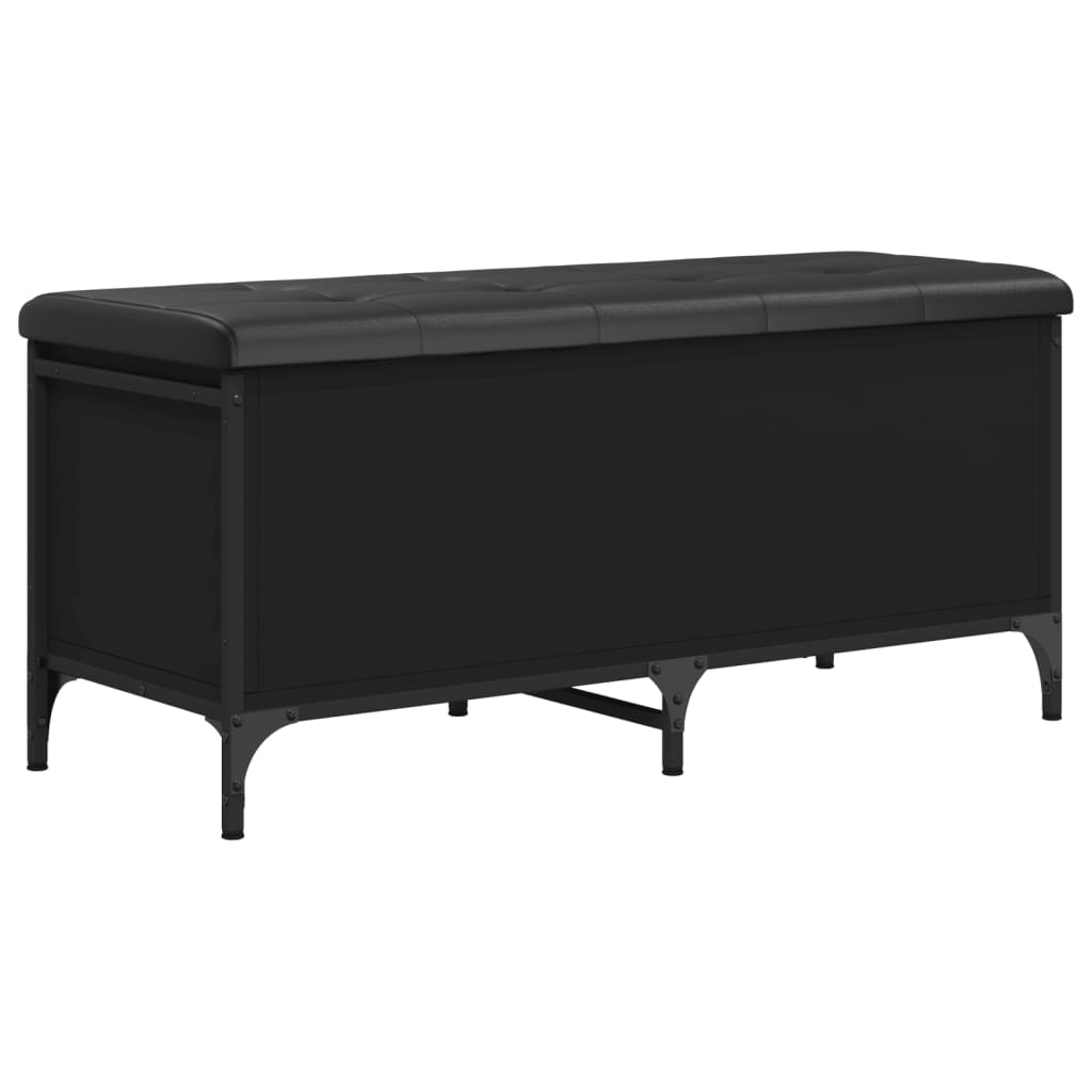 Banc d'intérieur | Banc de rangement noir 102x42x45 cm bois d'ingénierie CFW65672 - 2