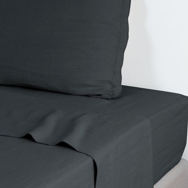 Drap plat 240x300 lin lavé gris ardoise