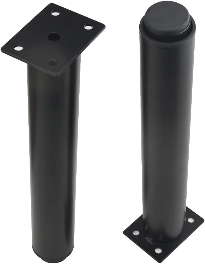 2 Piedini Regolabili In Altezza 12-18 Cm In Acciaio Nero Per Mobili, Divani, Letti E Tavoli