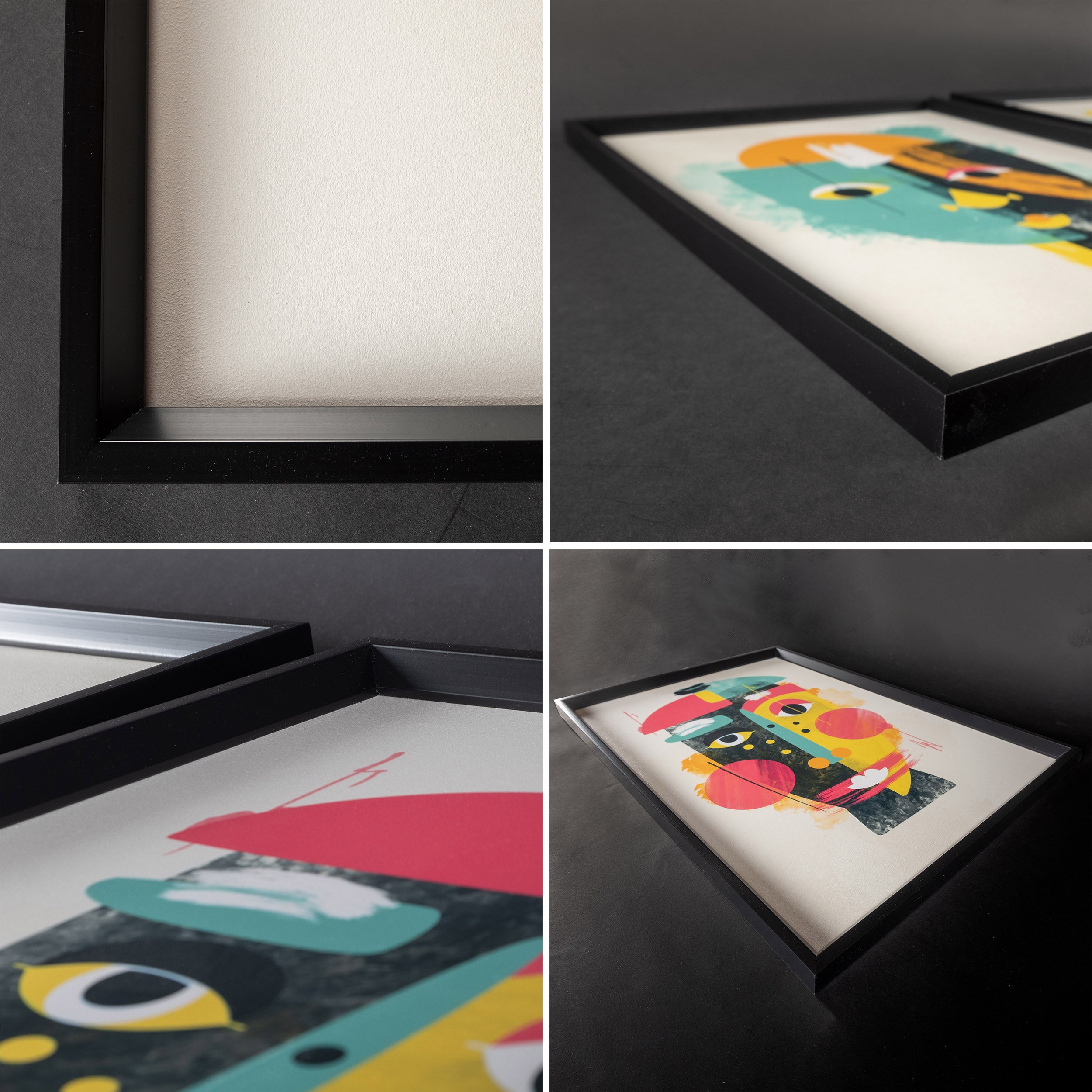 DekoArte - Cuadros decoracion salon modernos CARAS PICASSO 50x70 cm x3 piezas - Cuadros con marco negro incluido - 4