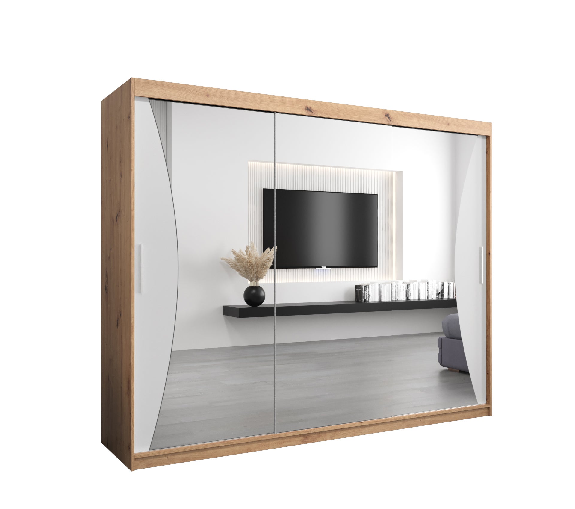 Szafa przesuwna garderoba MONACO 250 x 62 x 200 cm Artisan + Biały - Abiks Meble