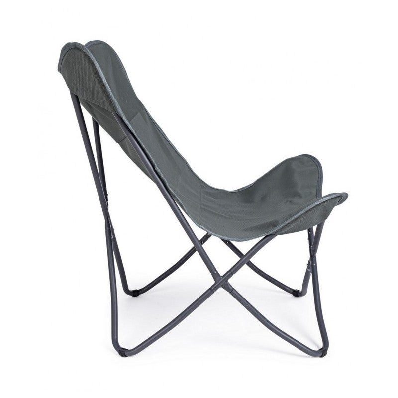 Fauteuil papillon 77,5x81x89 cm en acier et textilène vert foncé - BASTI - 4