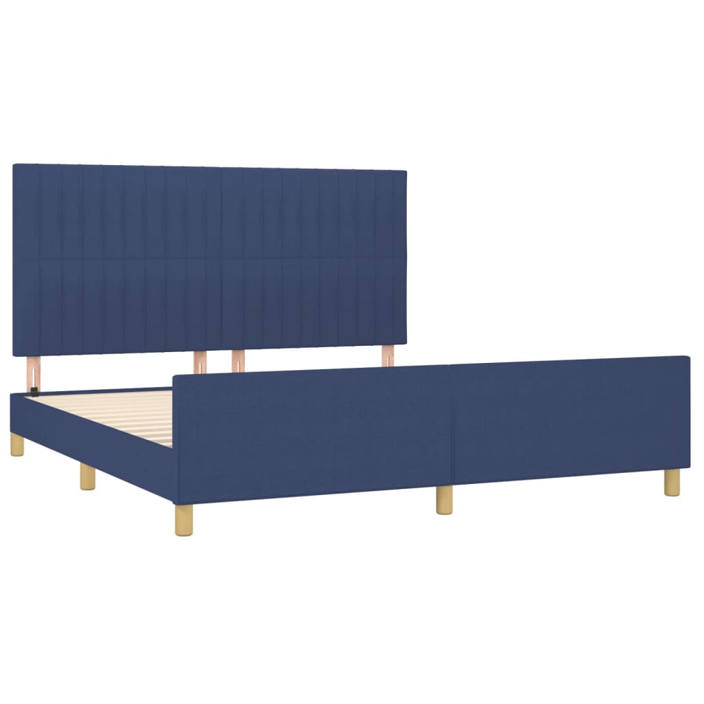 Cadre de lit sans matelas bleu 160 x 200 cm, tissu - 4