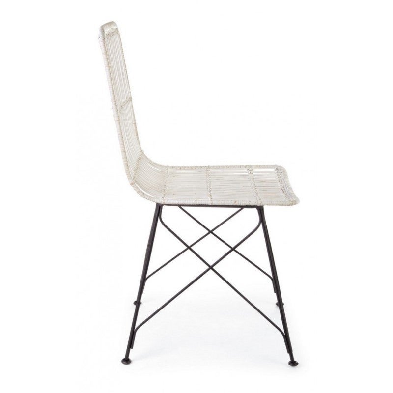 Chaise de style contemporain en acier et kubu Blanc LUCILA 45x55x h85 cm - 4