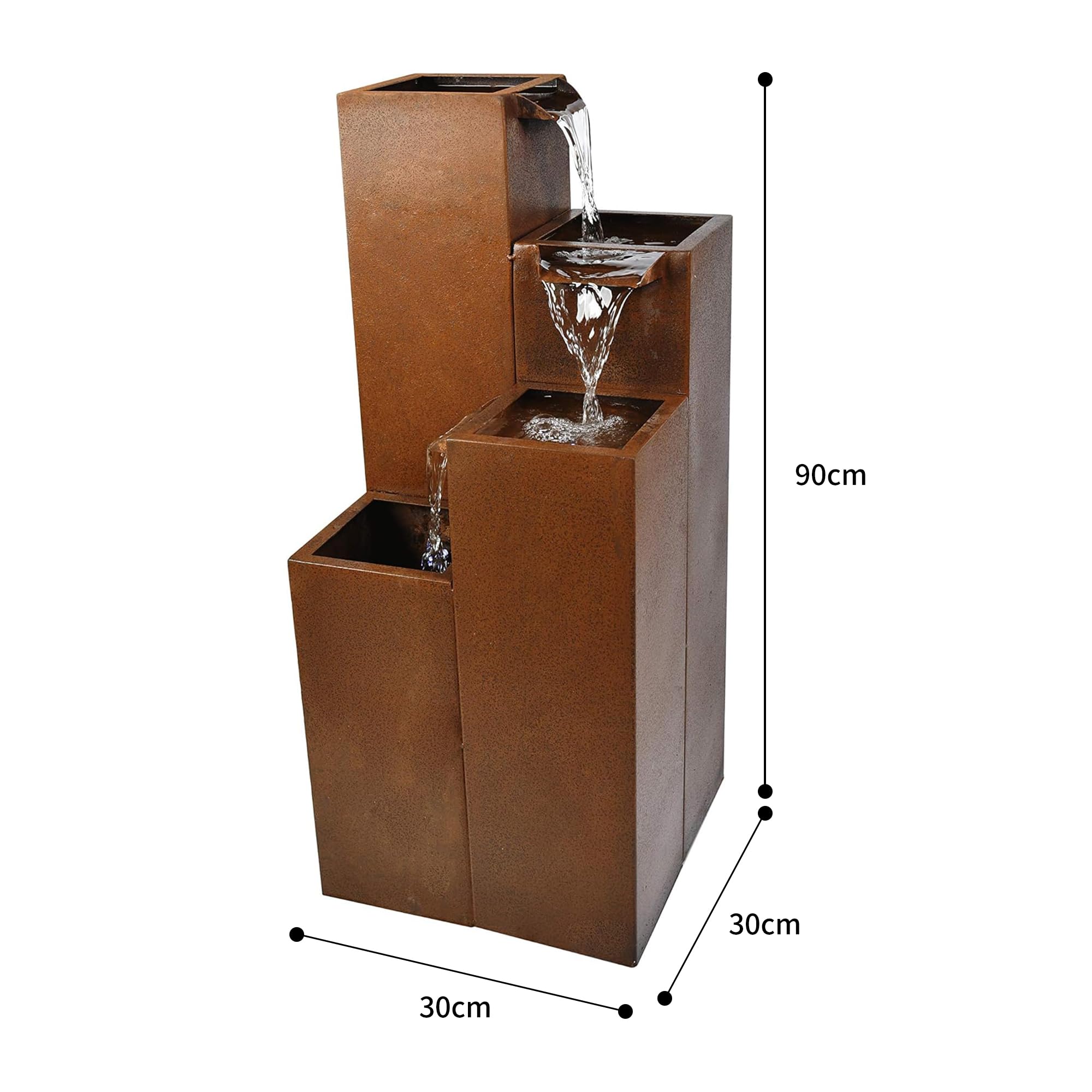 Fontaine Ribero de Köhko en acier Corsten avec éclairage LED Jeux d'eau pour l'extérieur Indoor Fontaine de jardin 32006XL H 90 cm x L 30 cm x P 30 cm - 2