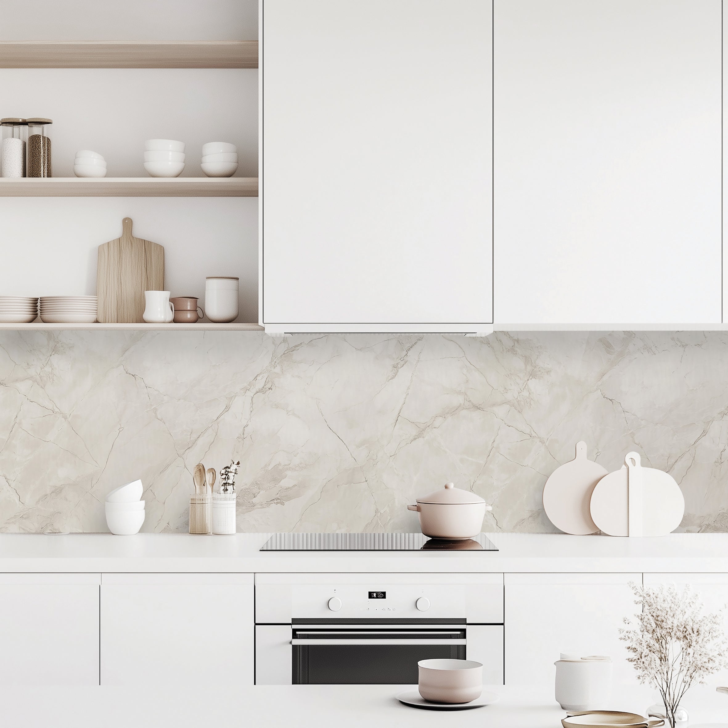 Crédence adhésive en Vinyle Ignifuge Beige Marble 180x45 | Leroy Merlin