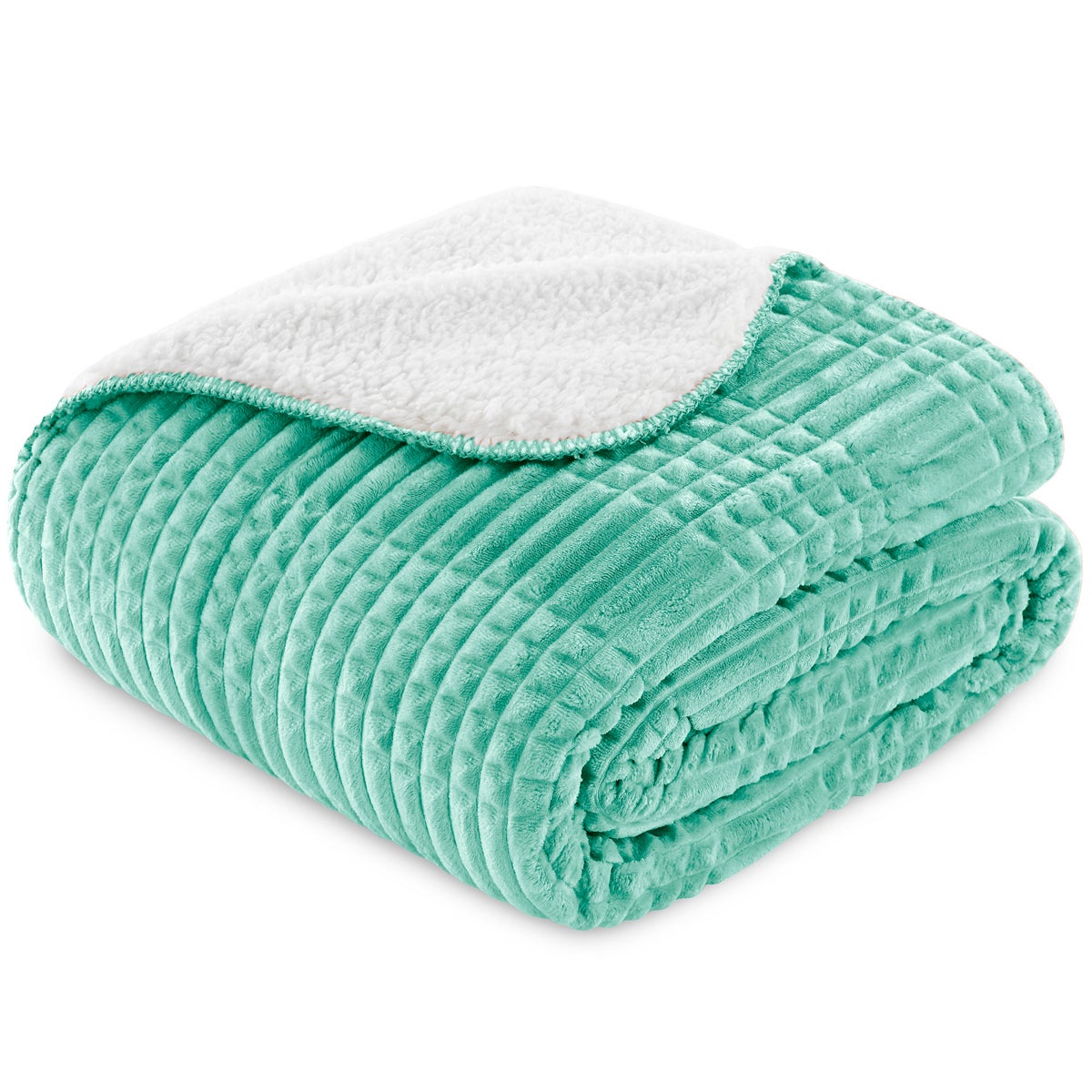 Manta Goffrata Verde 130x160 Cm - Coperta Decorativa In Morbida Stoffa - 3
