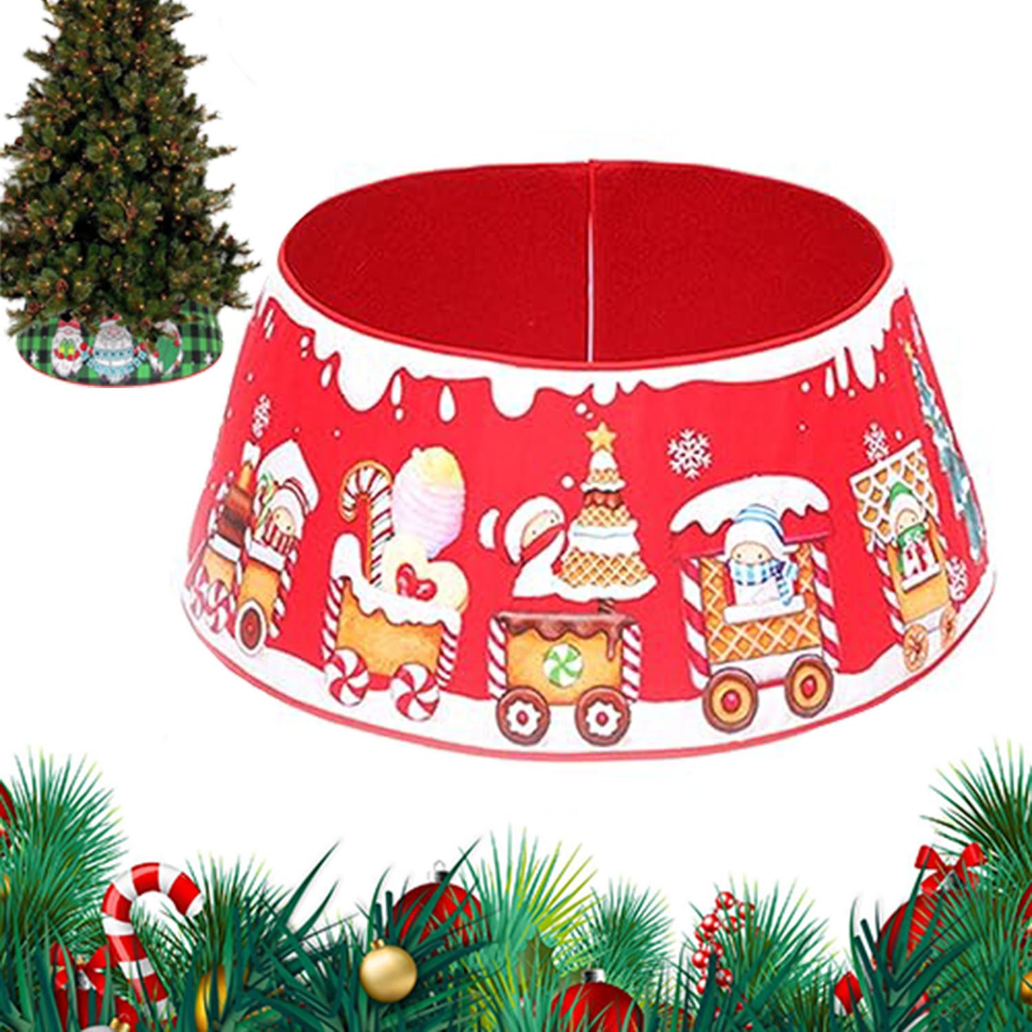 Jupe De Sapin De Noël Gothique Tête De Mort - En Polyester Brossé, Douce Et Légère - 3 Attaches Rouges - 11