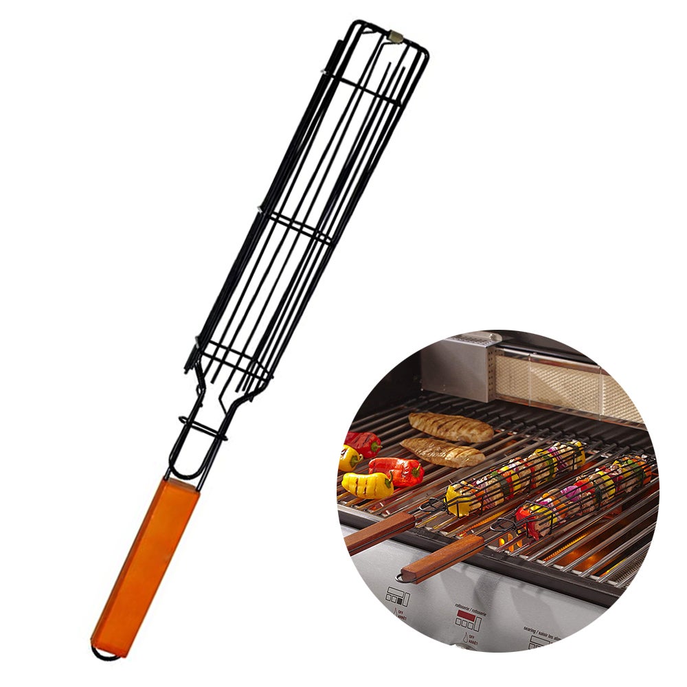 Przenośny, nieprzywierający kosz do grillowania na zewnątrz warzyw Kebab Klatka do grillowania ze stali nierdzewnej Owoce