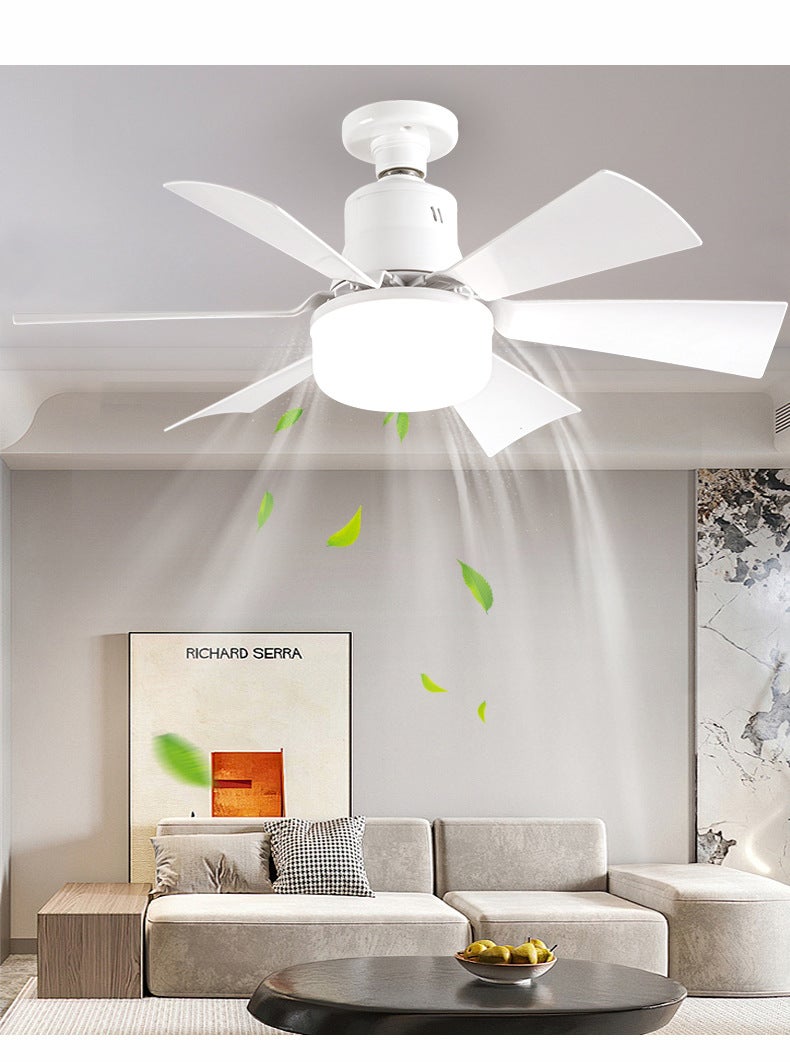 Petit ventilateur de plafond LED, abat-jour plat 30W, ventilateur carré, petit ventilateur télécommandé à 6 pales(hors plafond suspendu) - 6