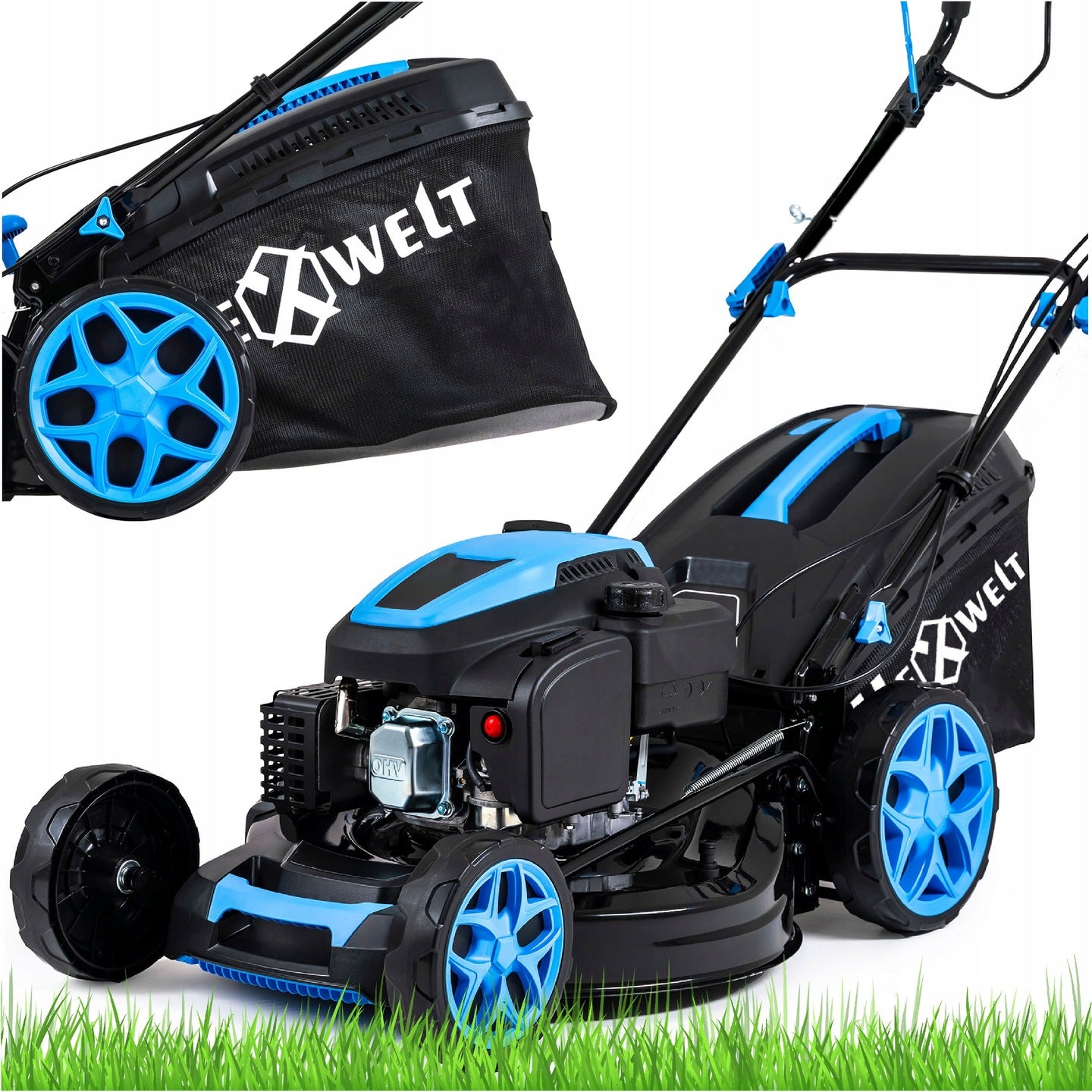 Kosiarka spalinowa z napędem Hexwelt mocna 200CC 51cm mulczowanie